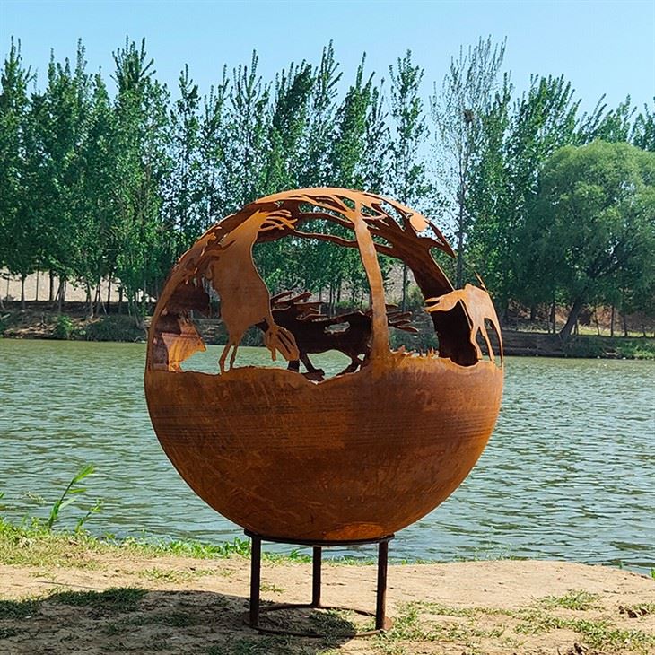 Corten acél acél tűzgömb szobor