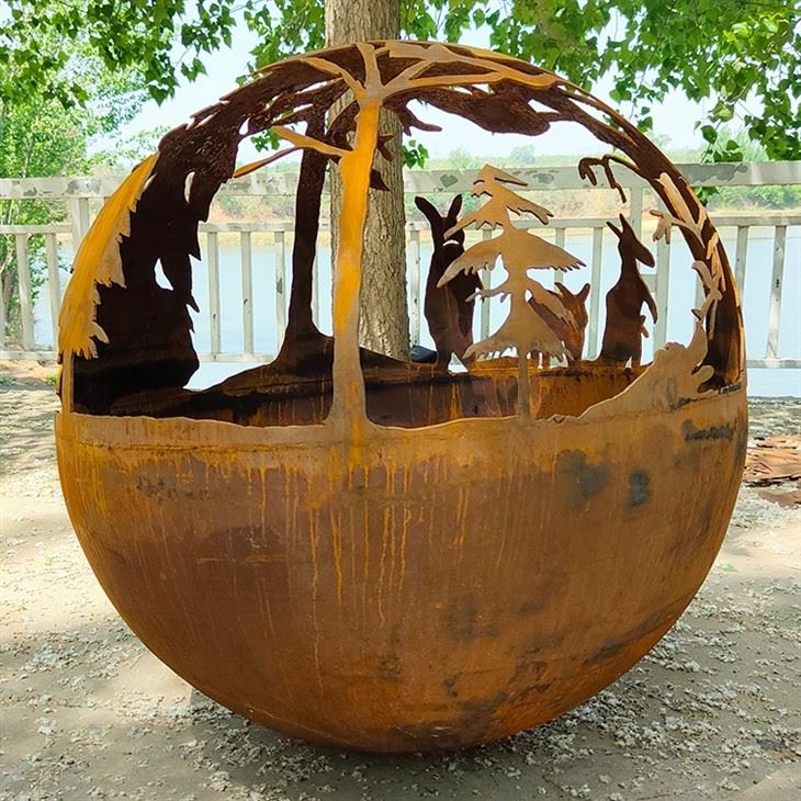 Corten Steel Steel Fire Ball Sculpture factory